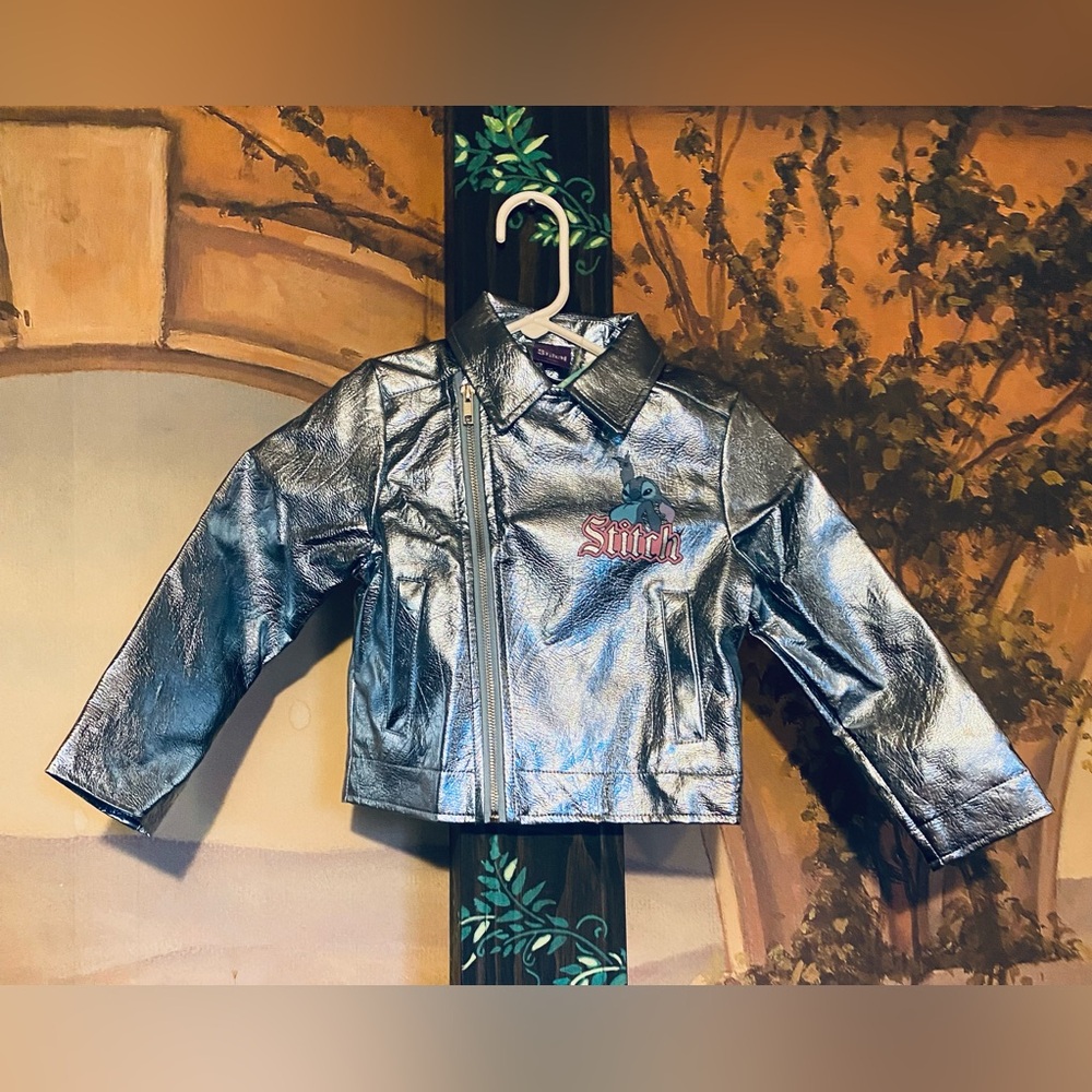 Disney stitch metallic blue moto jacket